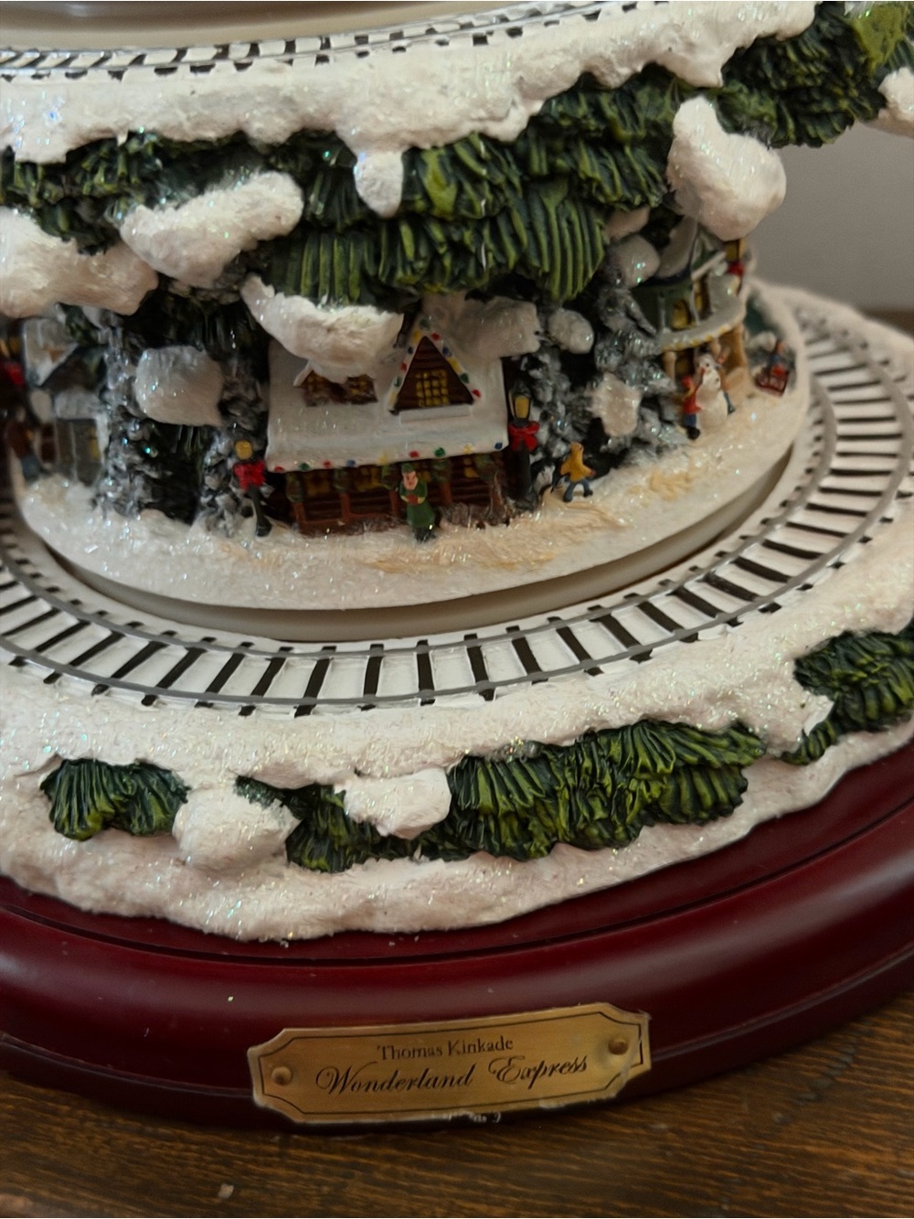 Thomas Kinkade Holiday Train Display in White, Green & Red